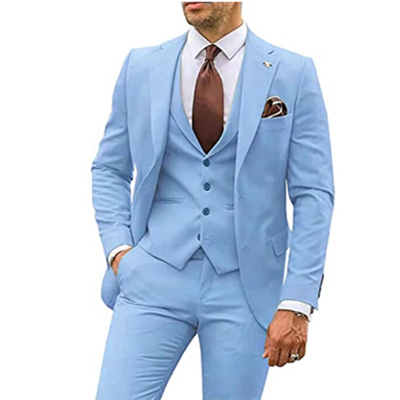 3 Pieces Beige Suits for Men 2023 Slim Fit Groom Tuxedo Wedding Suits Best Man Groomsmen Formal Party Suit Male Trajes De Hombre