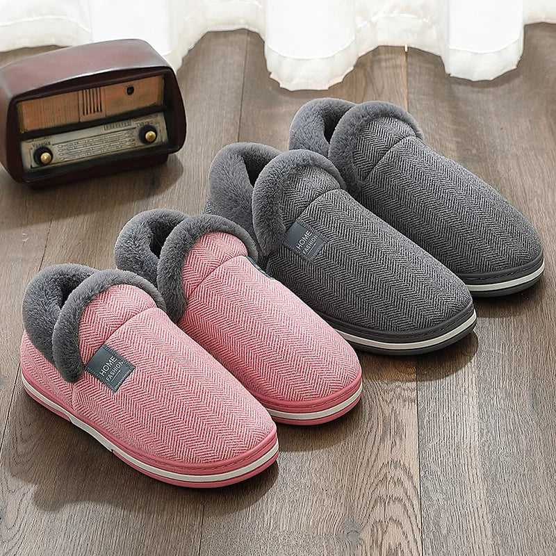 Big Size Men Winter Home Slippers Casual Shoes Women Soft Warm House Slides Indoor Bedroom Non Slip Flats Couples Floor Slipper