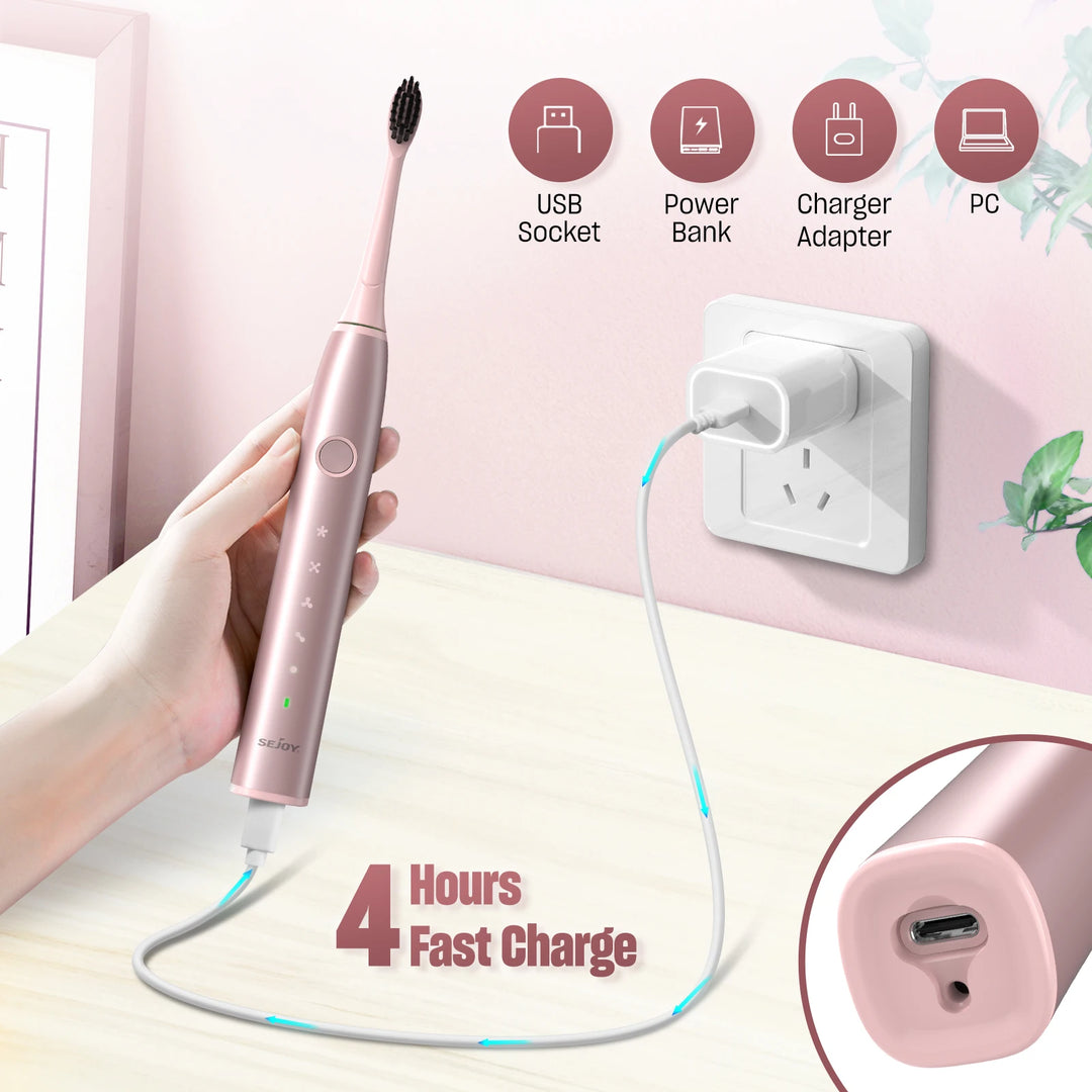 SEJOY Sonic Electric Toothbrush Oral Cleaning Personal Care Appliances IPX7 5 Modes Smart Rechargeable Automatic Toothbrush