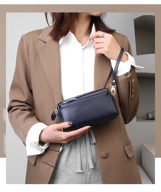 Genuine Leather Women's Shoulder Bag 2023 New Trend Fashion Minimalist Small Bag Wholesale Horizontal Crossbody Mobile Phone Bag