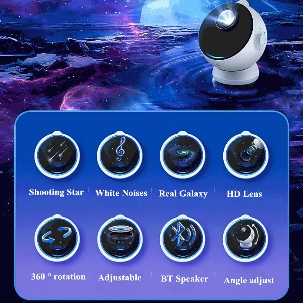 Home Planetarium Star Projector Galaxy Starry Projector Night Light 360° Adjust Bluetooth Speaker For Bedroom Kids Birthday Gift