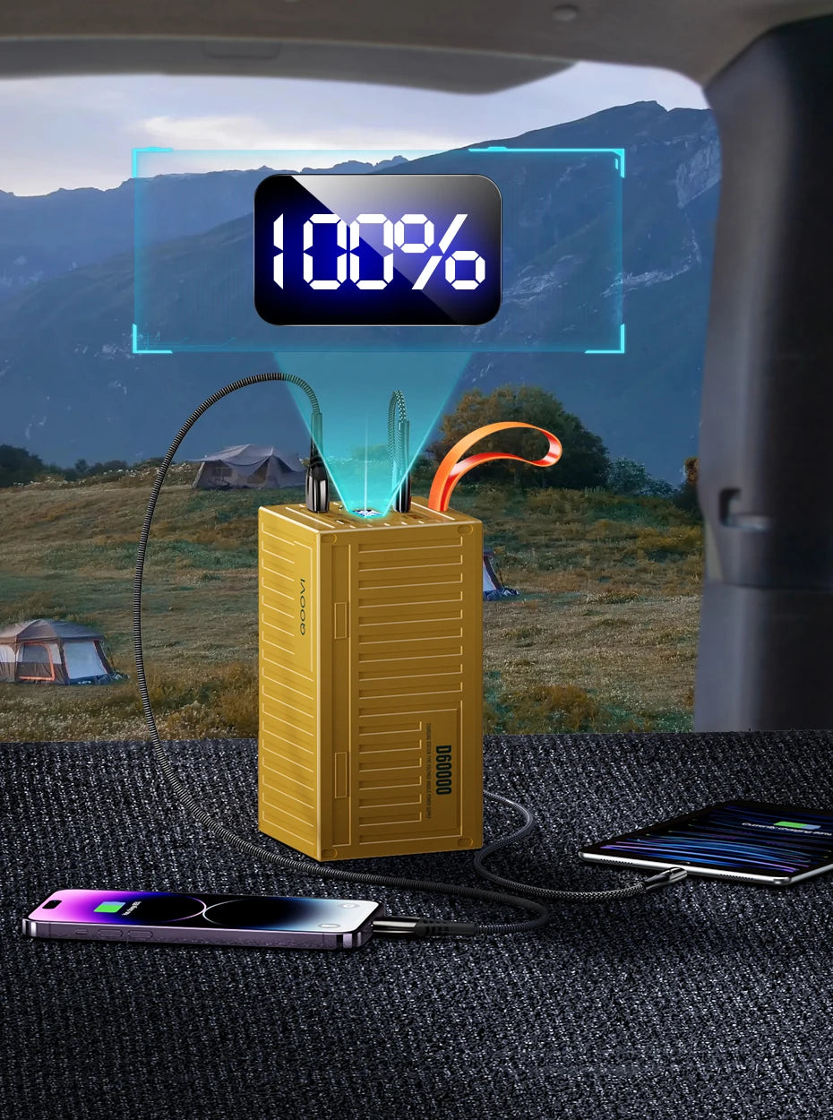 QOOVI 60000mAh Power Bank 22.5W PD QC 3.0 Charger Powerbank Large Battery Capacity Power Station Fast Charging For iPhone Xiaomi