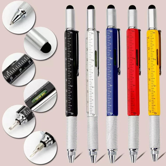 Multi-functional Capacitive Pen With spirit level Screwdriver Ballpoint Pen Mobile Phone Screen Touch Gadgets Construction Tools