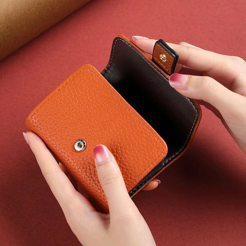 Leather Business Card Case Women Men Multiple Card Slots Bank/ID/Credit Card Holder Coin Purse Wallet Bag Organizer Unisex