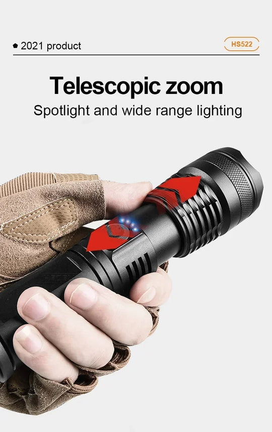 Most Powerful LED Flashlight USB Rechargeable Torch Light High Power Flashlight Tactical Lantern Long Shot Hand Lamp For Camping