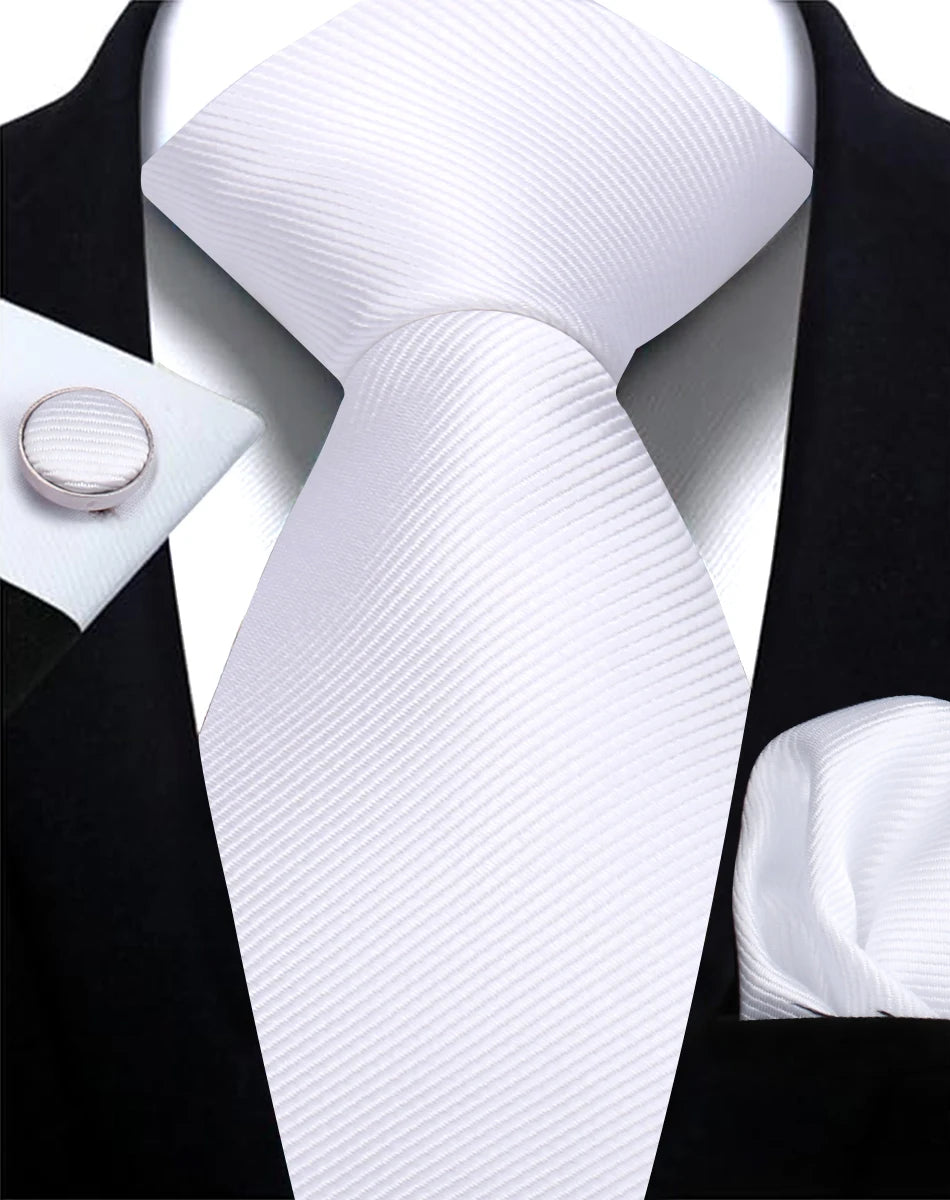 Necktie Fashion Brand Handmade Solid Necktie Handkerchief Cufflinks