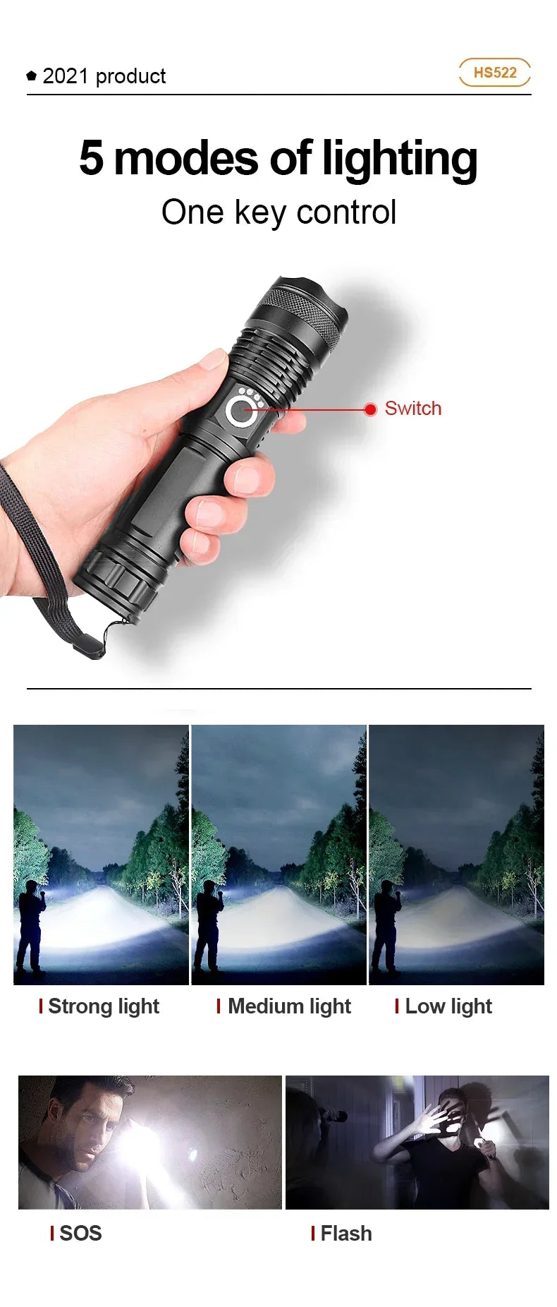 Most Powerful LED Flashlight USB Rechargeable Torch Light High Power Flashlight Tactical Lantern Long Shot Hand Lamp For Camping