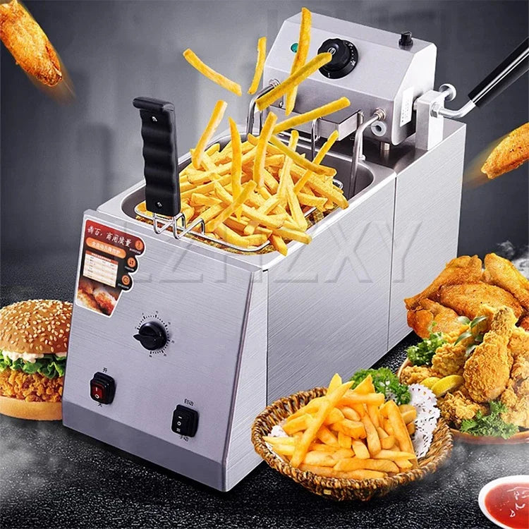 Electric Frier Commercial Deep French Machine Liftable Fryer Kitchen Restaurant Equipment Home Appliance 8L Food Processor