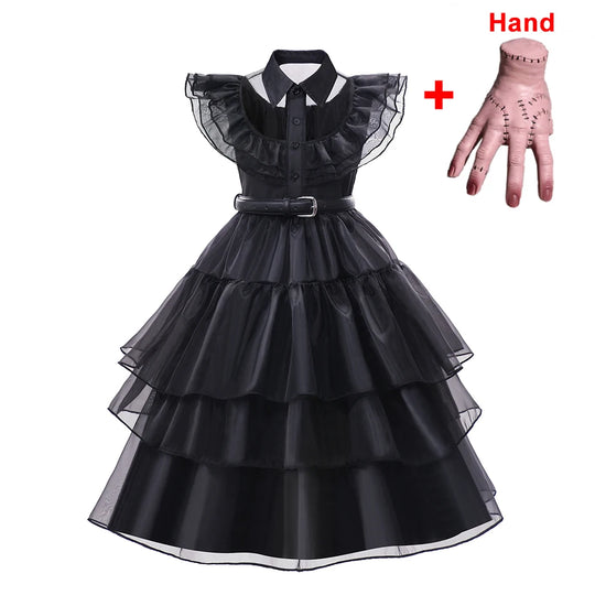 Halloween Black Costume for 3-12T Girl Carnival Events Cosplay Dress Fashion Gothic Vestido Kids Evening Party Clothes