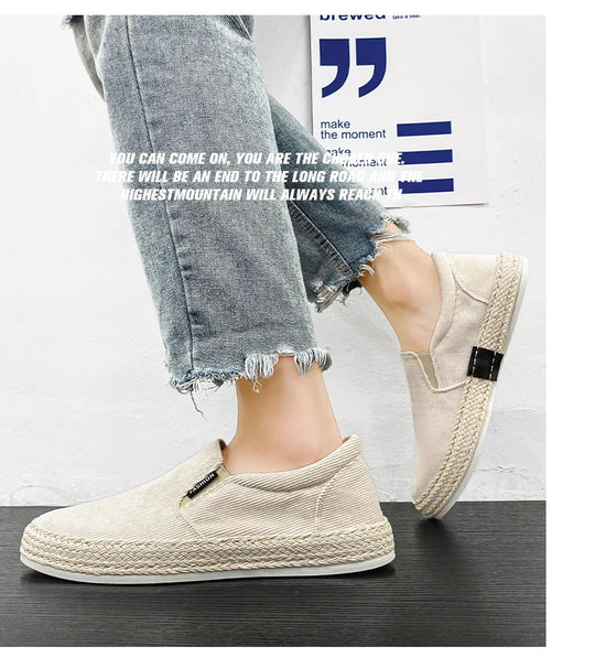 Man's Sneakers Canvas Flat Fisherman Linen Cloth Sneakers Shoes Male Summer Casual Shoes For Men Loafers 2024 Walking Shoes Male