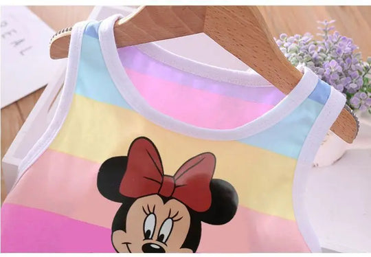 Summer Baby Kids Clothes Sets Cute Minnie Mickey Cartoon Girls and Boys Vest and Shorts 2pieces Disney Children's Outfits