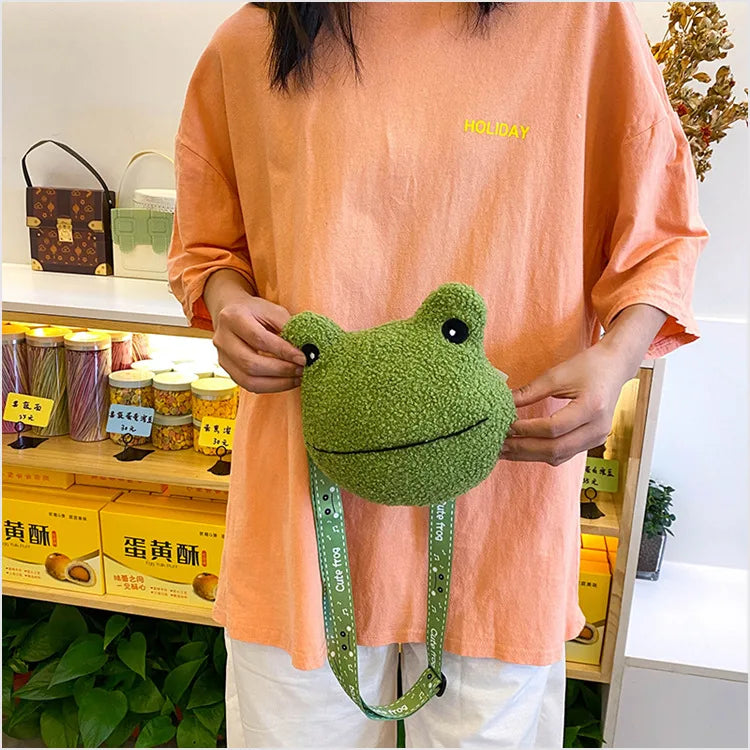 Cute Frog Plush Bag Toys Stuffed Animals Doll CrossBody Shoulder Bag Backpack Coin Purse Wallet Pouch Children Girls Boys Gift