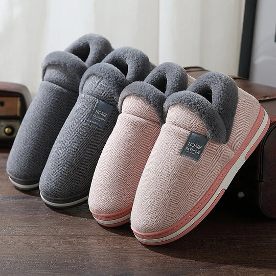 Big Size Men Winter Home Slippers Casual Shoes Women Soft Warm House Slides Indoor Bedroom Non Slip Flats Couples Floor Slipper