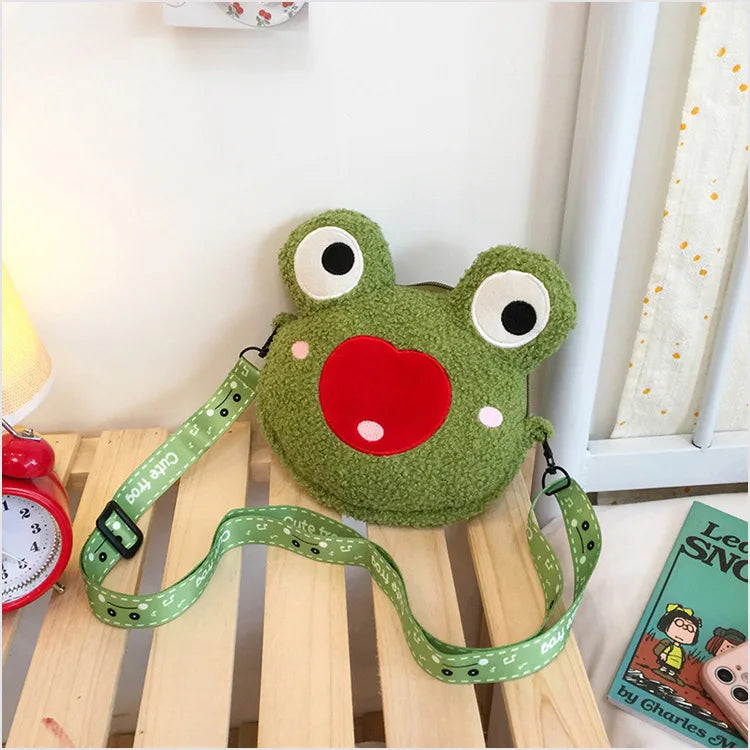 Cute Frog Plush Bag Toys Stuffed Animals Doll CrossBody Shoulder Bag Backpack Coin Purse Wallet Pouch Children Girls Boys Gift