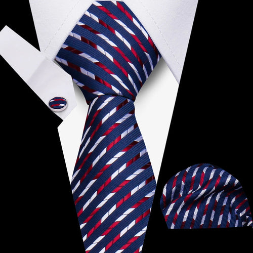 Elegant Ties For Men Gift Fashion Men Tie Set Striped Luxury Necktie