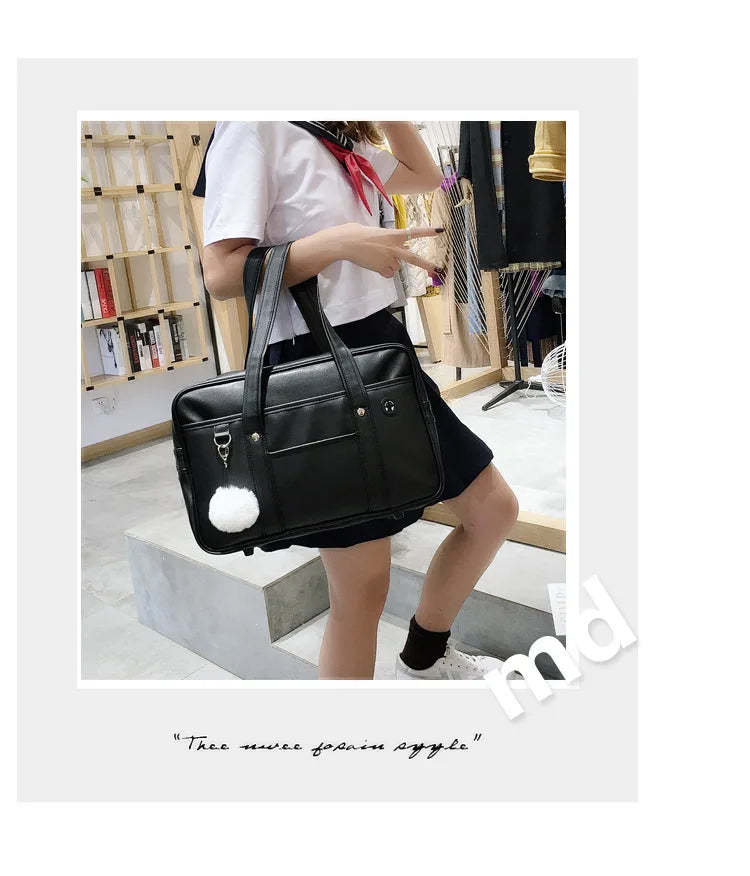 Women Harajuku Crossbody Bags Messenger PU Leather Shoulder Bag JK Messenger Bag Ladies Tote Bags Large Capacity Book Handbags