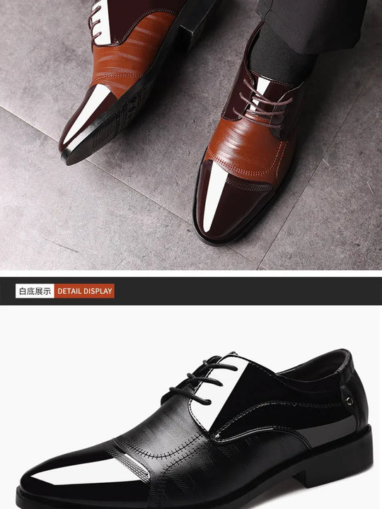 New Leather Shoes Men Lace Up Formal Dress Shoes Luxury Business Oxford Male Office Wedding Dress Shoes Footwear Mocassin Homme