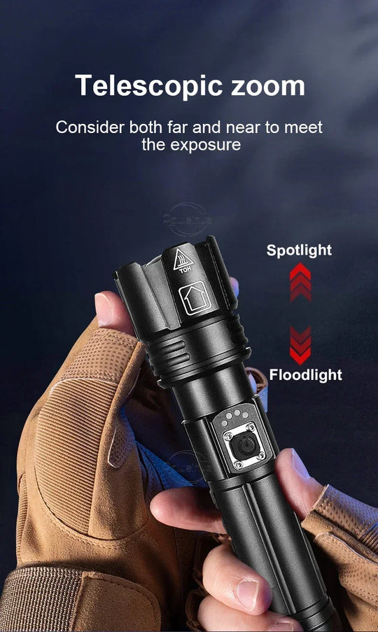 Most Powerful LED Flashlight USB Rechargeable Torch Light High Power Flashlight Tactical Lantern Long Shot Hand Lamp For Camping