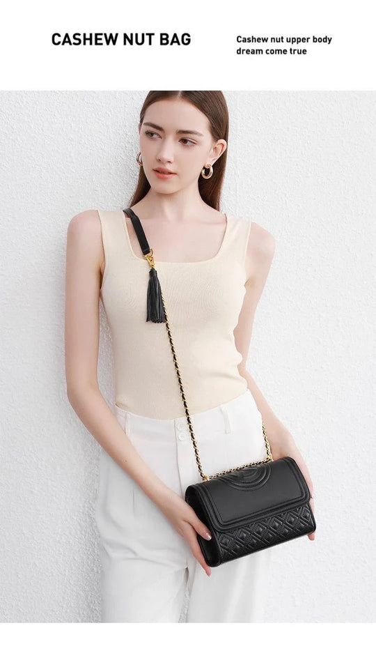 Designer Luxury Genuine Leather Chains Shoulder Bags for Women Soft Cowhide Crossbody Bag New Fashion Lady Handbag Wallet Purse