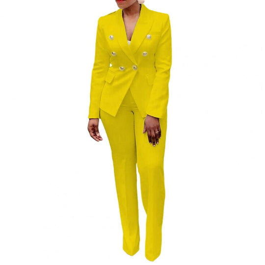 2022 Women's Elegant Casual Fashion 2 Piece Set Blazer + Pants Ladies Business Suits Office Wear Female Trouser Pant Suit