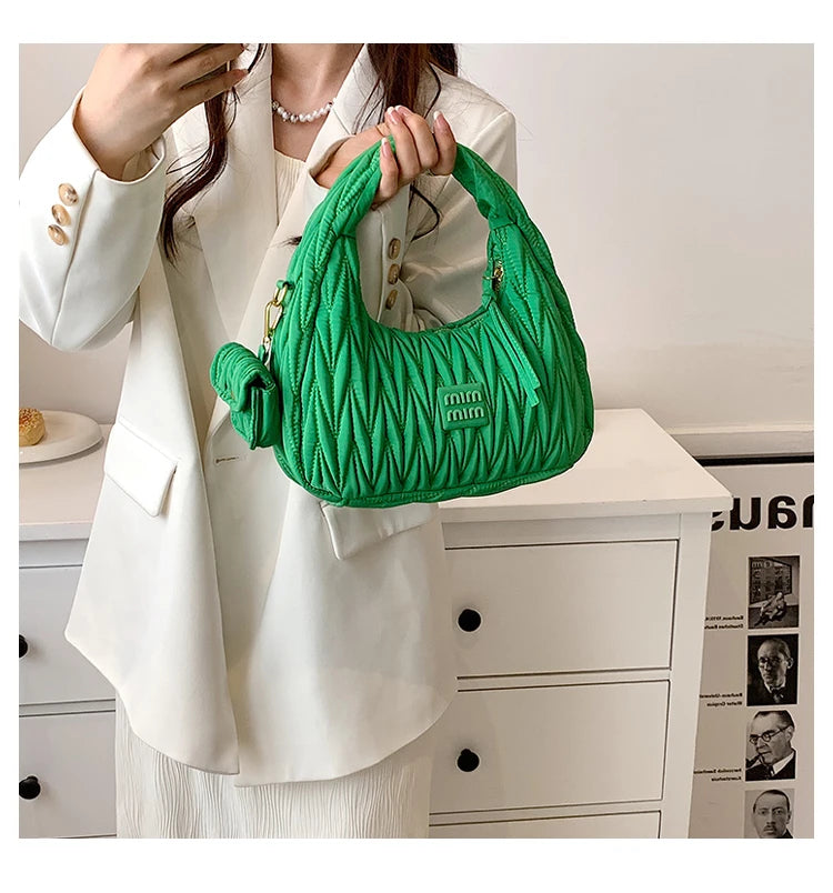 Fashion Trend Women Bags Clutch Designer Pleated Underarm Bags Soft leather Lady Shoulder Bag Summer Ladies Dinner Bags Handbags