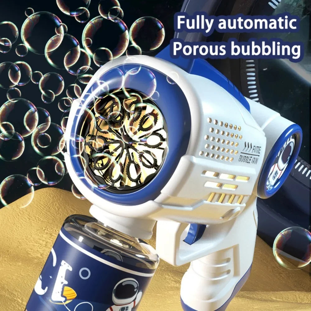 Astronaut Electric Soap Bubble Machine Automatic Bubbles Gun with Light Beach Outdoor Game Toys for Children Kids Birthday Gifts