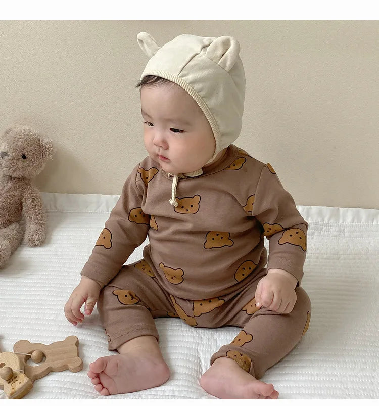 0-3T Newborn Kid Baby Boys Girls Clothes Set Long Sleeve Cotton Top and Pant Suit Pj Set Cute Sweet Sleepwear Pajamas Set Outfit