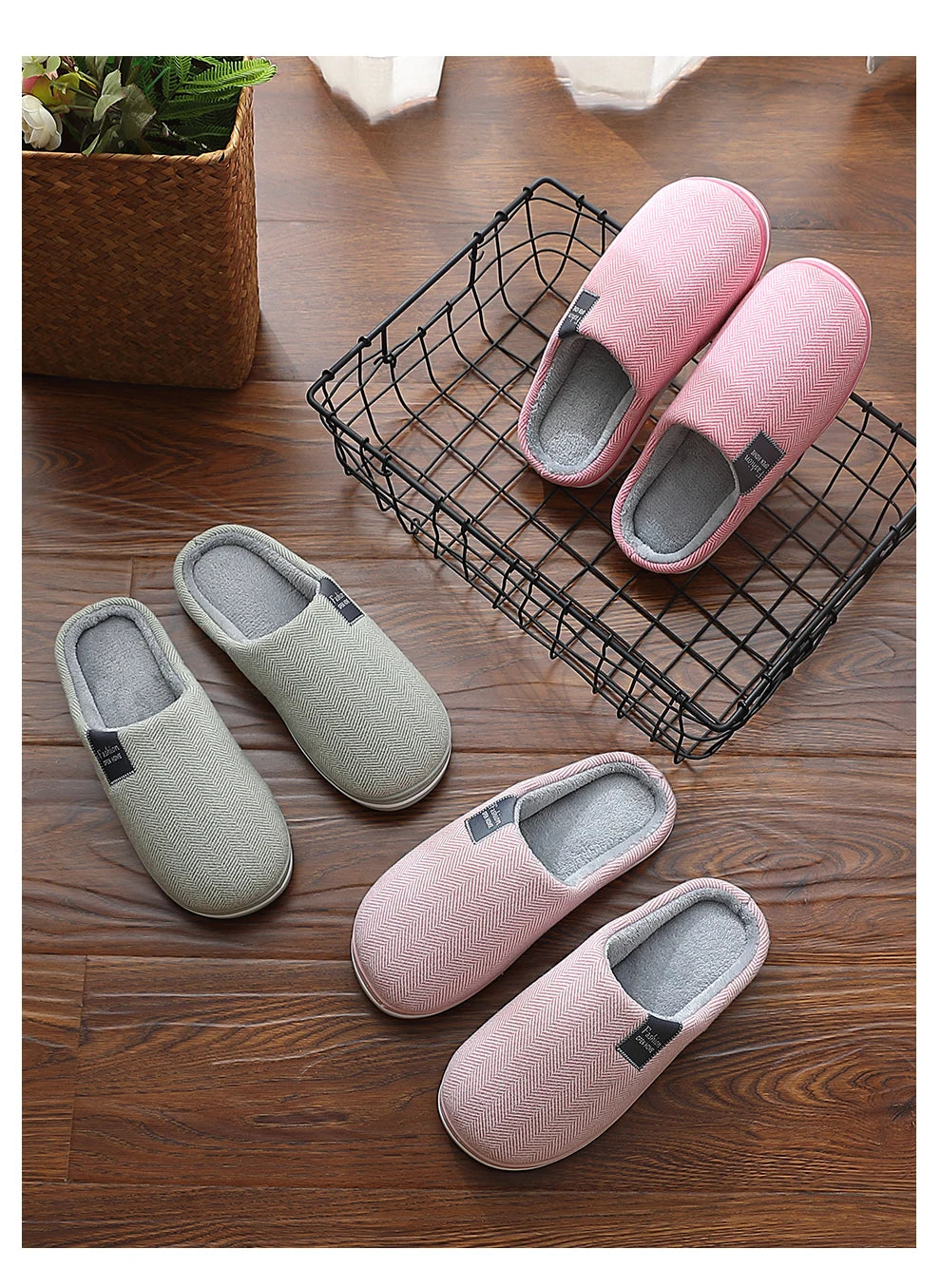 Big Size Men Winter Home Slippers Casual Shoes Women Soft Warm House Slides Indoor Bedroom Non Slip Flats Couples Floor Slipper