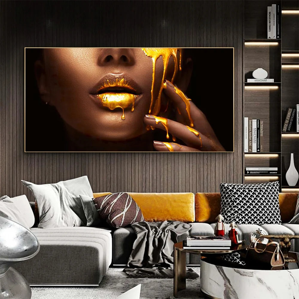 Fashion Luxury Wall Art Poster Woman Lips High End Pop Mural Modern Home Living Room Decoration Canvas Painting Pictures Prints