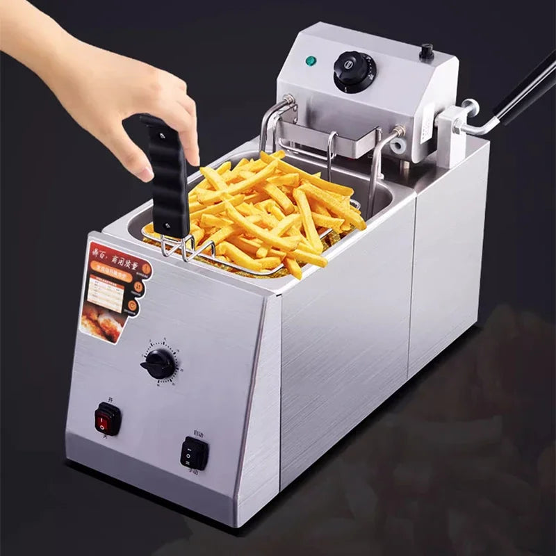 Electric Frier Commercial Deep French Machine Liftable Fryer Kitchen Restaurant Equipment Home Appliance 8L Food Processor