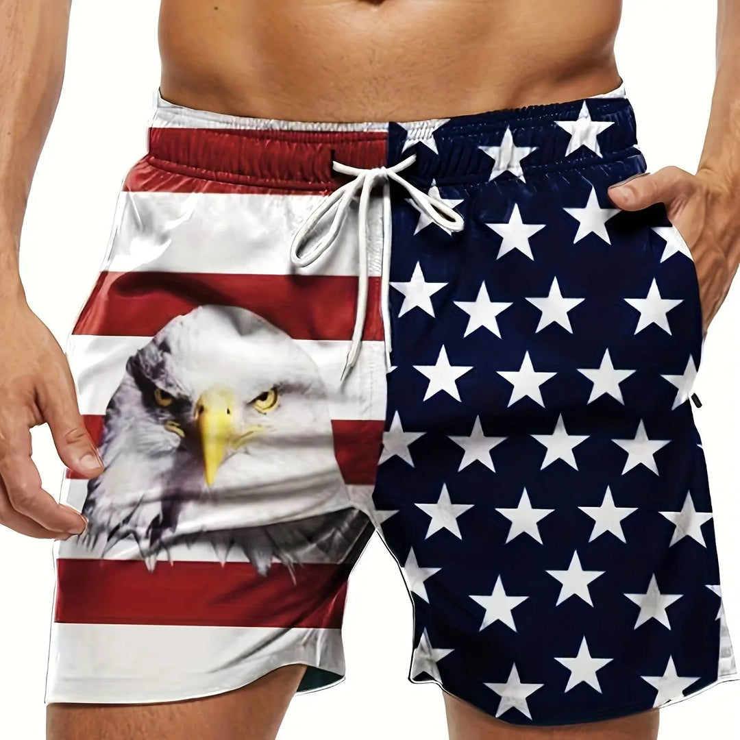 American Flag Print Swimwear Shorts Summer Men's Beach Shorts Breathable Short Quick Dry Sport Shorts Joggering Men Short Pant