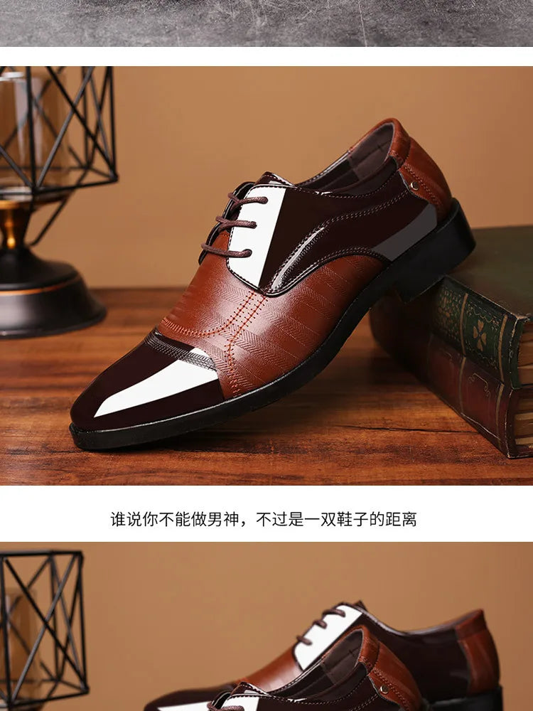 New Leather Shoes Men Lace Up Formal Dress Shoes Luxury Business Oxford Male Office Wedding Dress Shoes Footwear Mocassin Homme