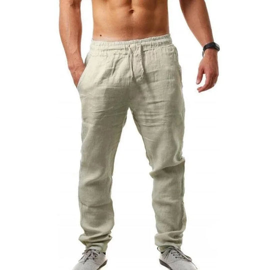 Mens Thin Style Cotton White Cargo Pants Male Spring New Breathable Solid Color Linen Trousers Fitness Streetwear Pantalon Homme