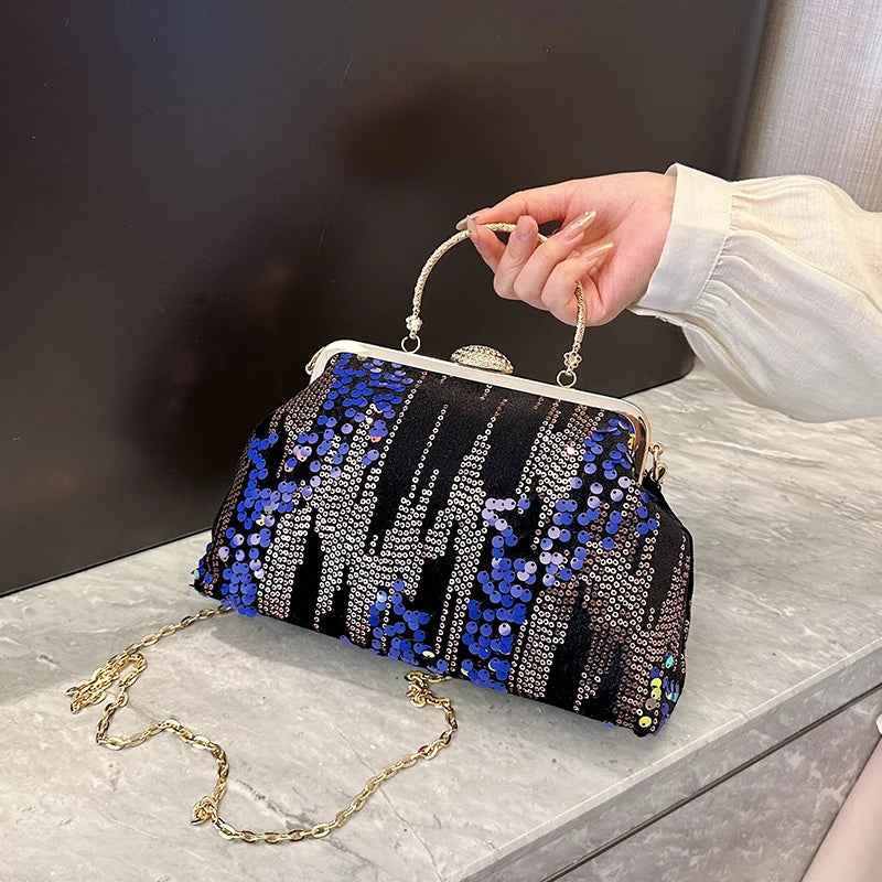 Luxury Fashion Sequined Evening Clutch Bags Women Chain Handbags Female Shoulder Messenger bag Glitter Clutch Purse Party bag