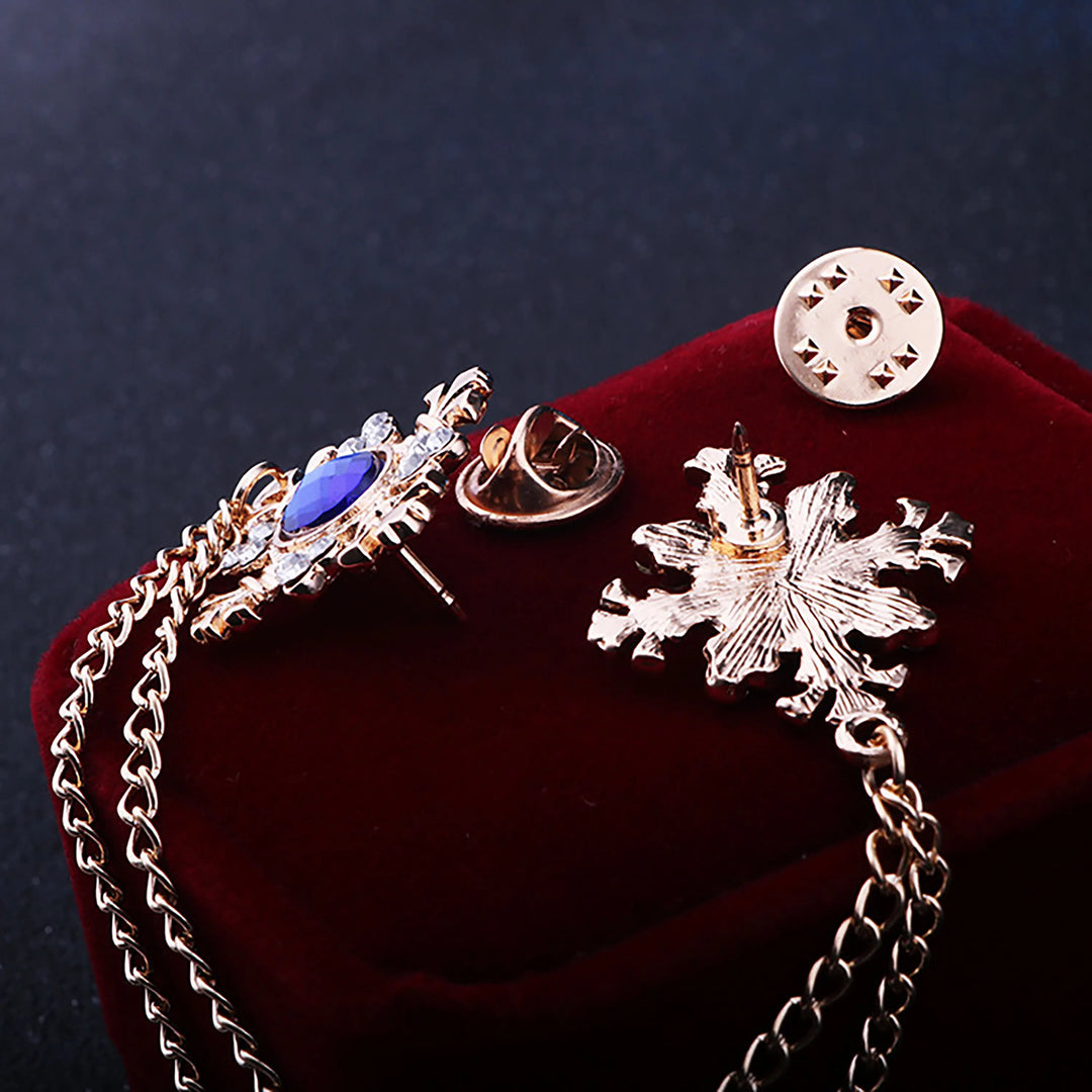 Fashion Gentleman Tassel Brooch For Men Suit Shirt Collar Crystal