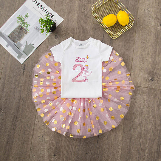 It's My 1st Birthday Baby Girl Birthday Party Dress Pink Tutu Cake Dresses + Romper Set Outfits Girls Summer Clothes Jumpsuit