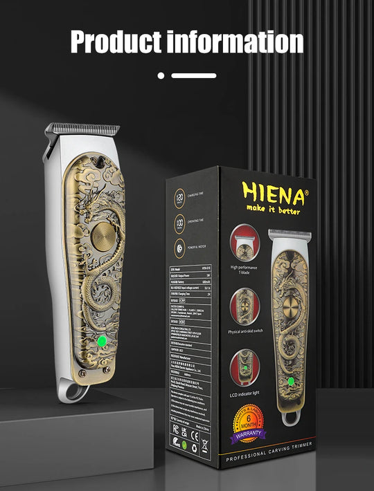 HIENA Barber Hair Clippers for men Dragon carving Design Electric Hair Trimmer Razor Salon Hair Cutting Machine home appliance