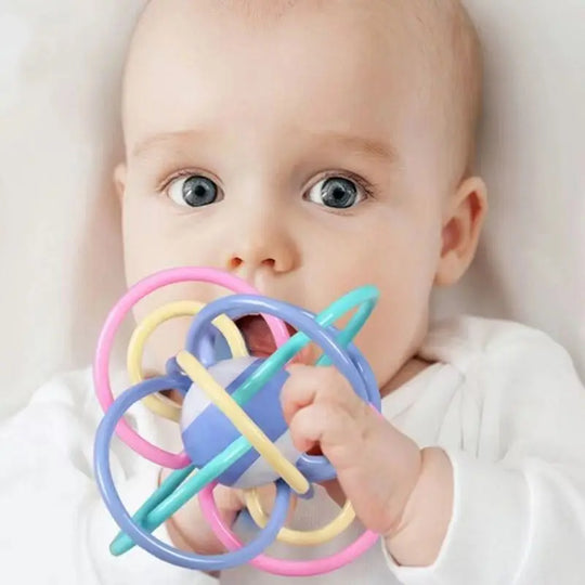 Baby Hand Ball Toys Baby Grip Training Manhattan Ball Hand Rattle Teether Food Grade Biteable Boilable