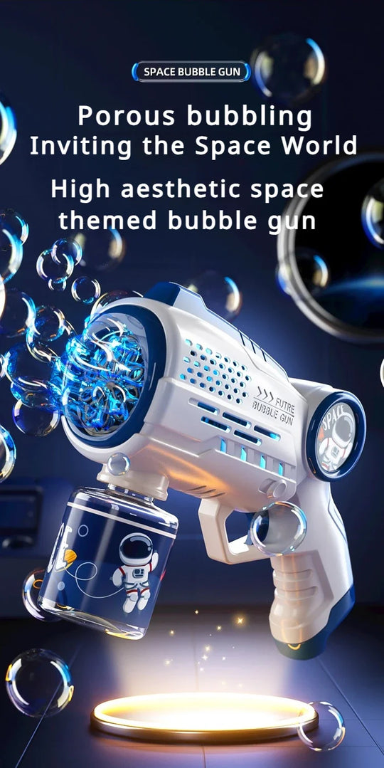 Astronaut Electric Soap Bubble Machine Automatic Bubbles Gun with Light Beach Outdoor Game Toys for Children Kids Birthday Gifts