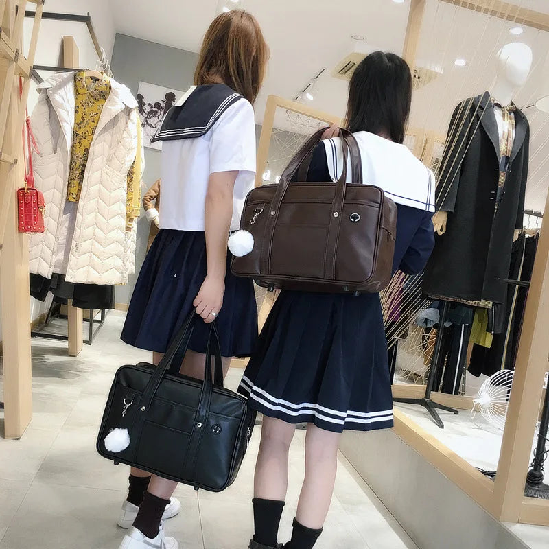 Women Harajuku Crossbody Bags Messenger PU Leather Shoulder Bag JK Messenger Bag Ladies Tote Bags Large Capacity Book Handbags