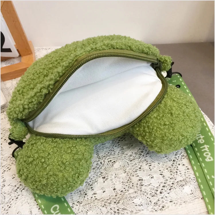 Cute Frog Plush Bag Toys Stuffed Animals Doll CrossBody Shoulder Bag Backpack Coin Purse Wallet Pouch Children Girls Boys Gift