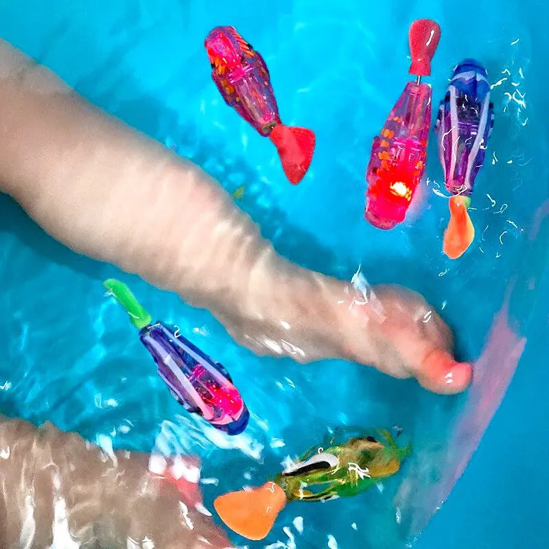 Electronic Fish Baby Summer Bath Toy Pet Cat Toys Swimming Robot Fish With LED Light Water Swim Pool Bathtub Toys Christmas Birt