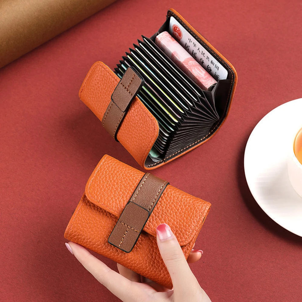 Leather Business Card Case Women Men Multiple Card Slots Bank/ID/Credit Card Holder Coin Purse Wallet Bag Organizer Unisex