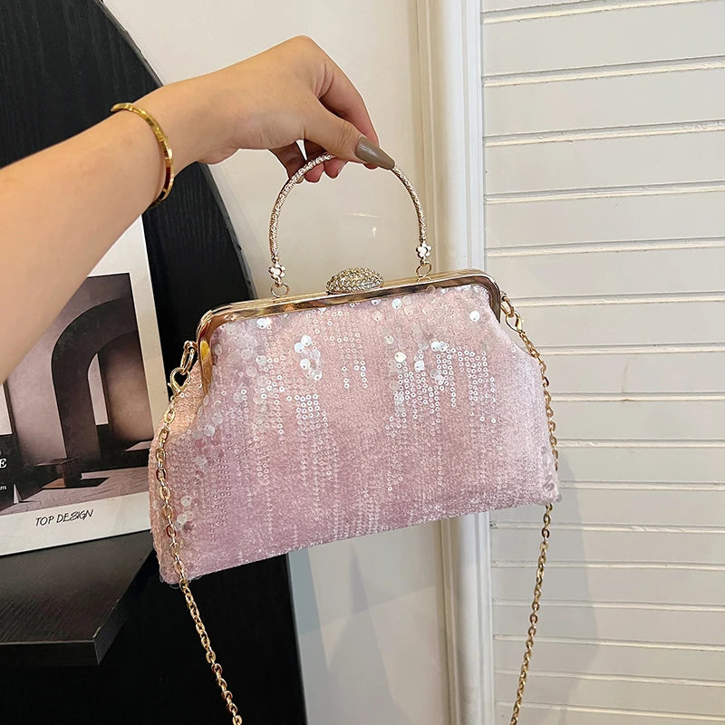 Luxury Fashion Sequined Evening Clutch Bags Women Chain Handbags Female Shoulder Messenger bag Glitter Clutch Purse Party bag