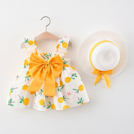 Baby Girl Dress Fruit Print Cotton Fashion Dress Summer New Comfortable Breathable Clothes