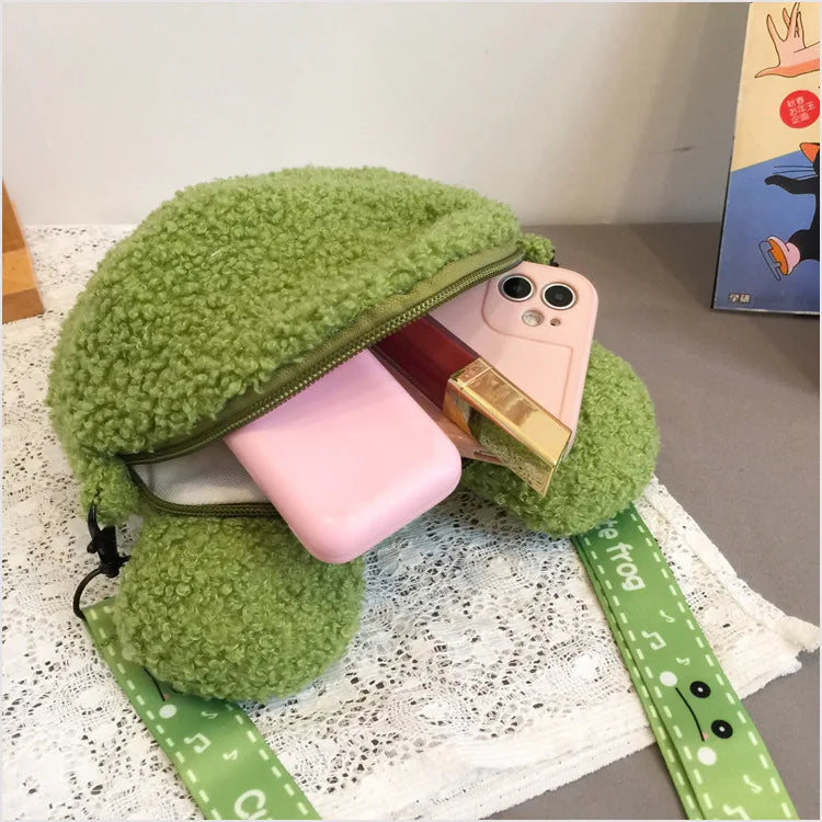 Cute Frog Plush Bag Toys Stuffed Animals Doll CrossBody Shoulder Bag Backpack Coin Purse Wallet Pouch Children Girls Boys Gift