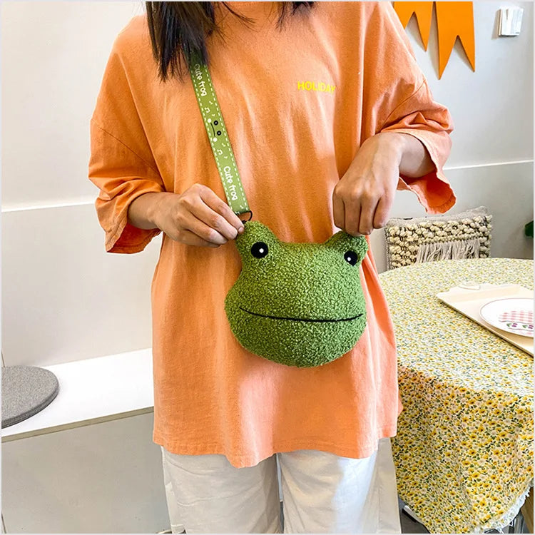 Cute Frog Plush Bag Toys Stuffed Animals Doll CrossBody Shoulder Bag Backpack Coin Purse Wallet Pouch Children Girls Boys Gift