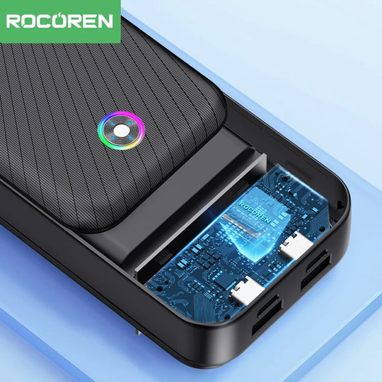 Rocoren 22.5W 20000mAh Power Bank QC PD 3.0 35W Fast Charge PowerBank  Portable 10000mAh External Battery For iPhone 16 Xiaomi