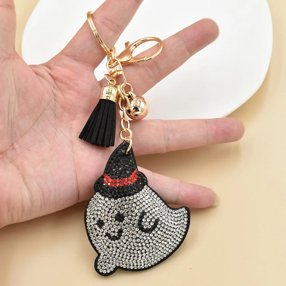 YLWHJJ Brand new Cute Rhinestone Cat Keychain For Women Bag Pendant Tassel kitten Dogs fish Key chain Fashion Jewelry key ring