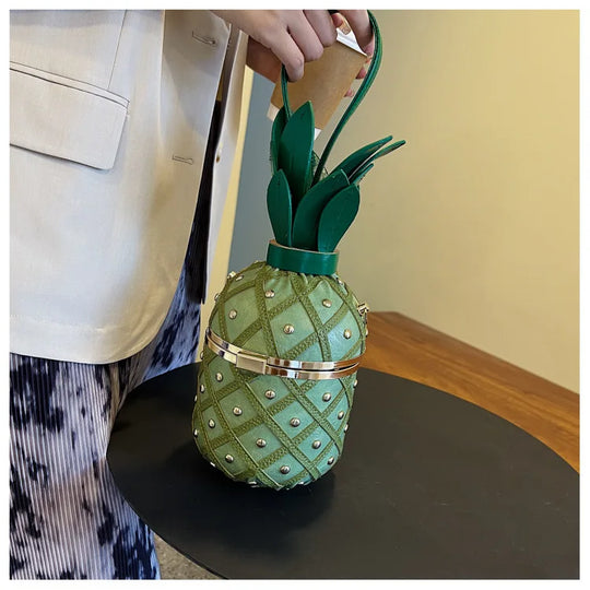 Women Bag 2023 Fashion Cute Pineapple Design Shoulder Bag Originality Design Ladys Crossbody Bag Metal Chain Handbag